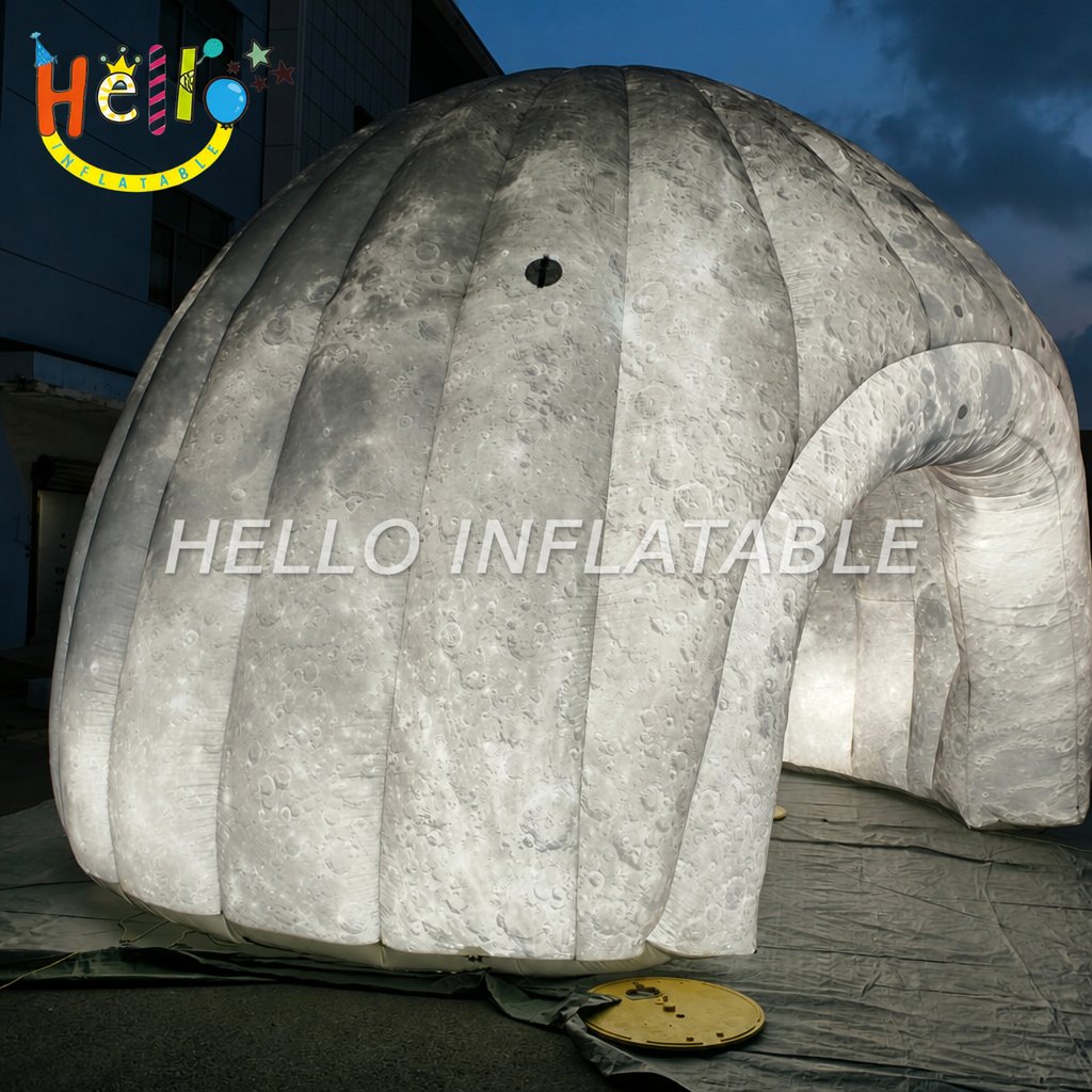 Giant Inflatable Moon Dome with Crater Surface Print for Space Theme Exhibition Outdoor Decoration