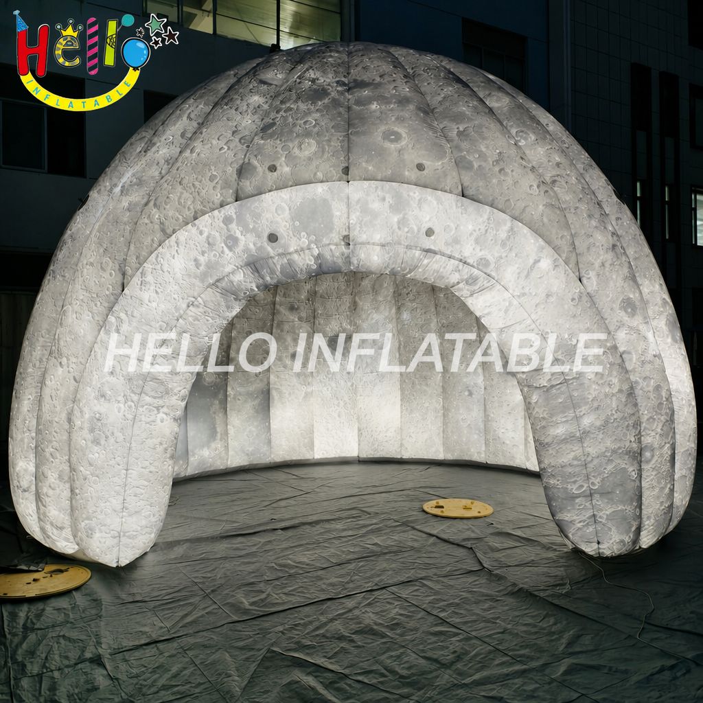 Giant Inflatable Moon Dome with Crater Surface Print for Space Theme Exhibition Outdoor Decoration