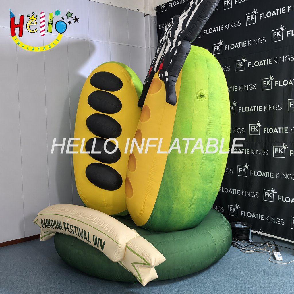 Giant Custom Pawpaw Fruit Inflatable Model with Sliced Interior Seeds for Outdoor Festival Decoration Display