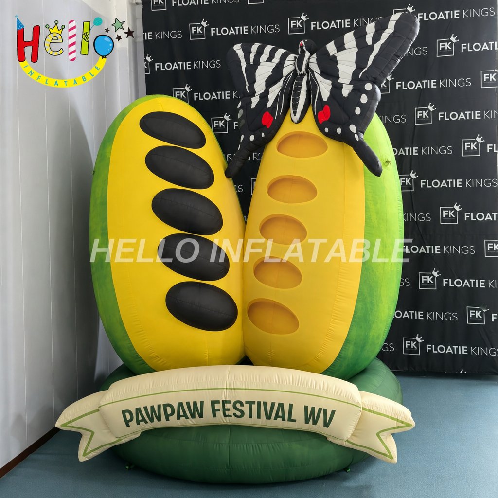 Giant Custom Pawpaw Fruit Inflatable Model with Sliced Interior Seeds for Outdoor Festival Decoration Display