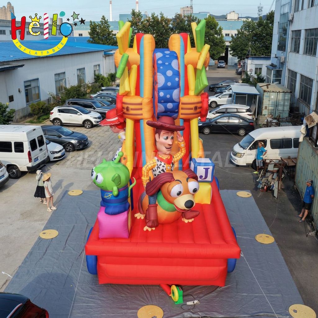 Giant Cartoon Parade Float Inflatable with Cowgirl Cowboy Characters Windmill for Kids Theme Park Outdoor Decoration