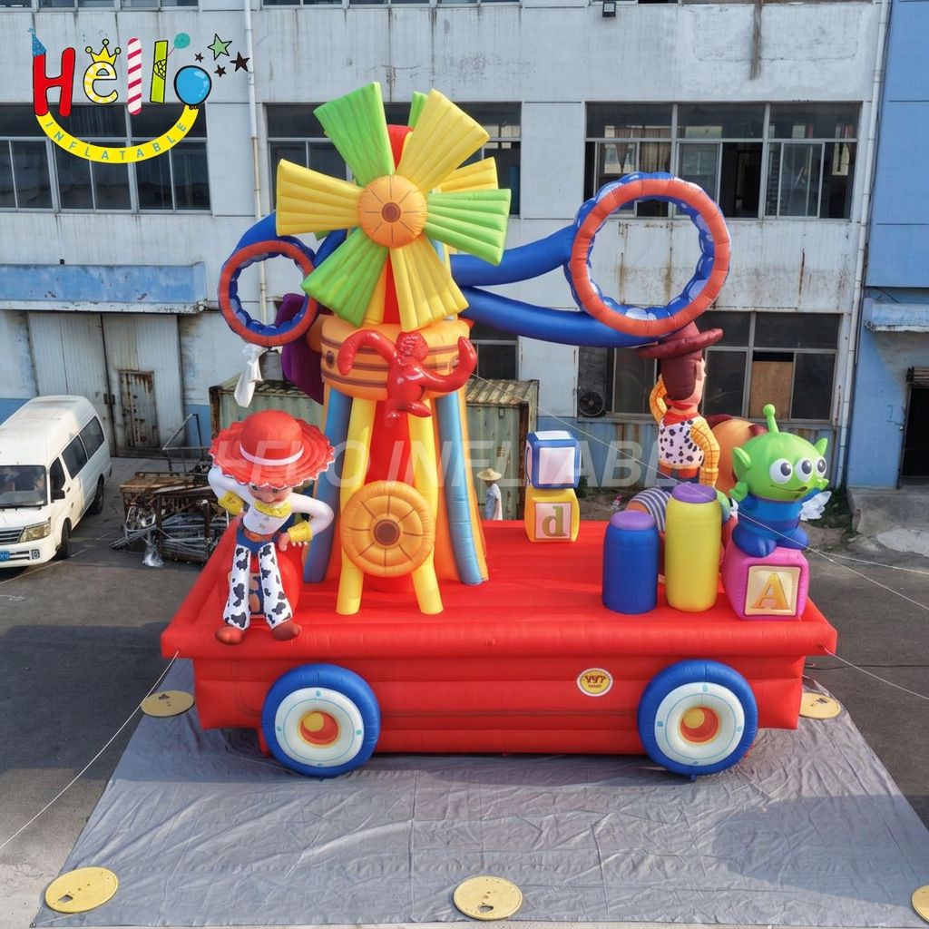 Giant Cartoon Parade Float Inflatable with Cowgirl Cowboy Characters Windmill for Kids Theme Park Outdoor Decoration
