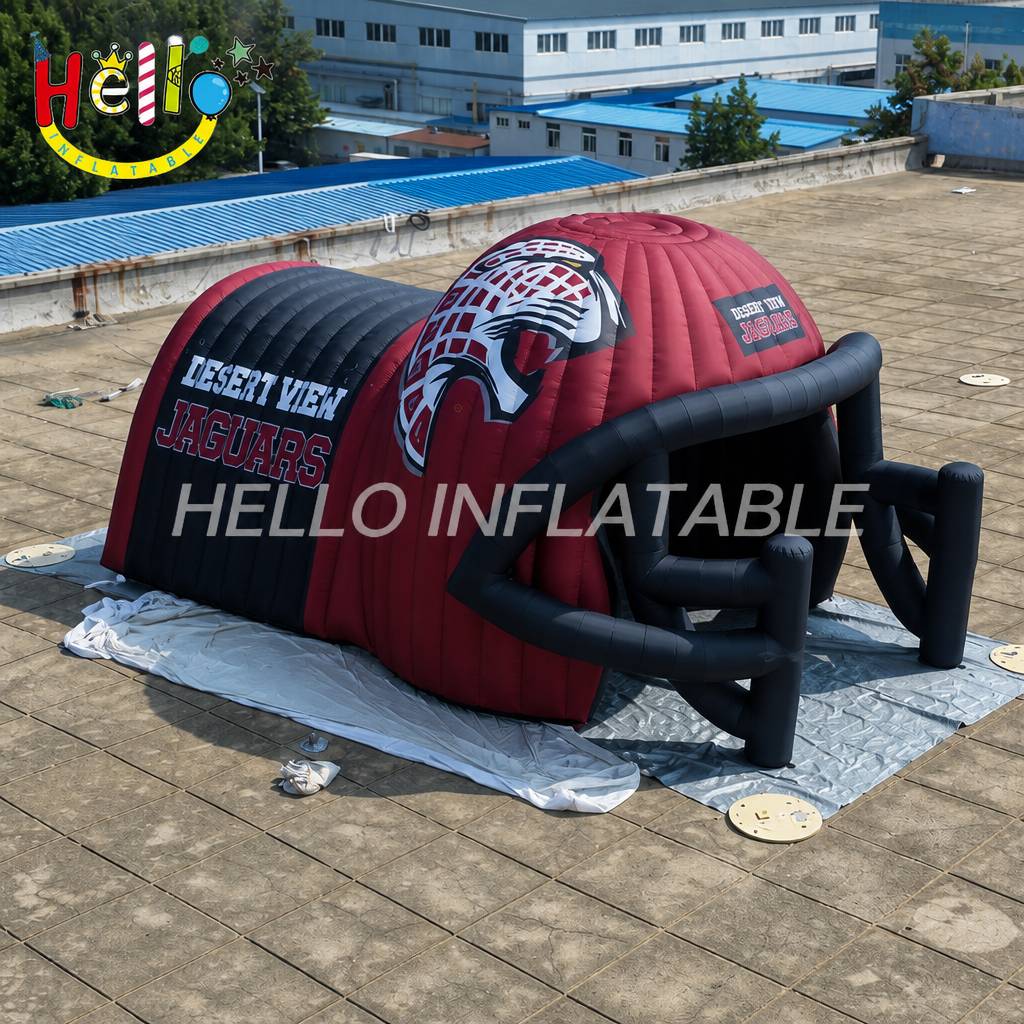 Giant Inflatable Football Helmet Tunnel Combo with Jaguar Logo for School Team Game Day Outdoor Decoration