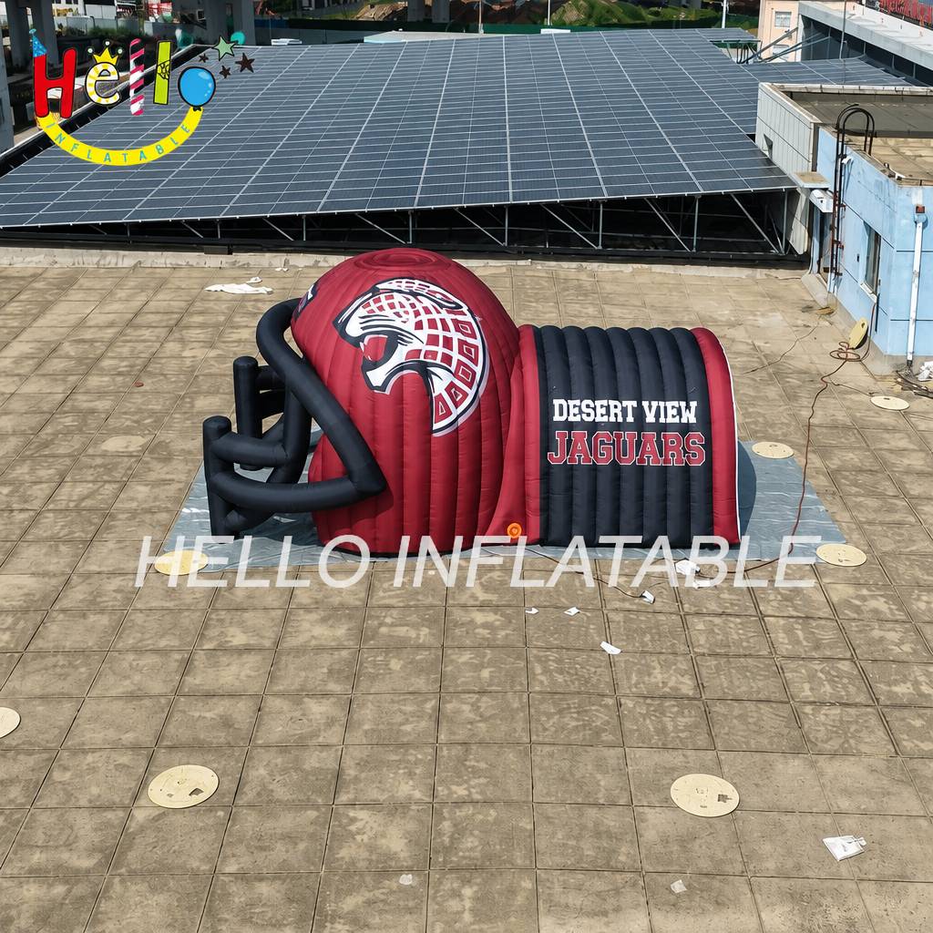 Giant Inflatable Football Helmet Tunnel Combo with Jaguar Logo for School Team Game Day Outdoor Decoration