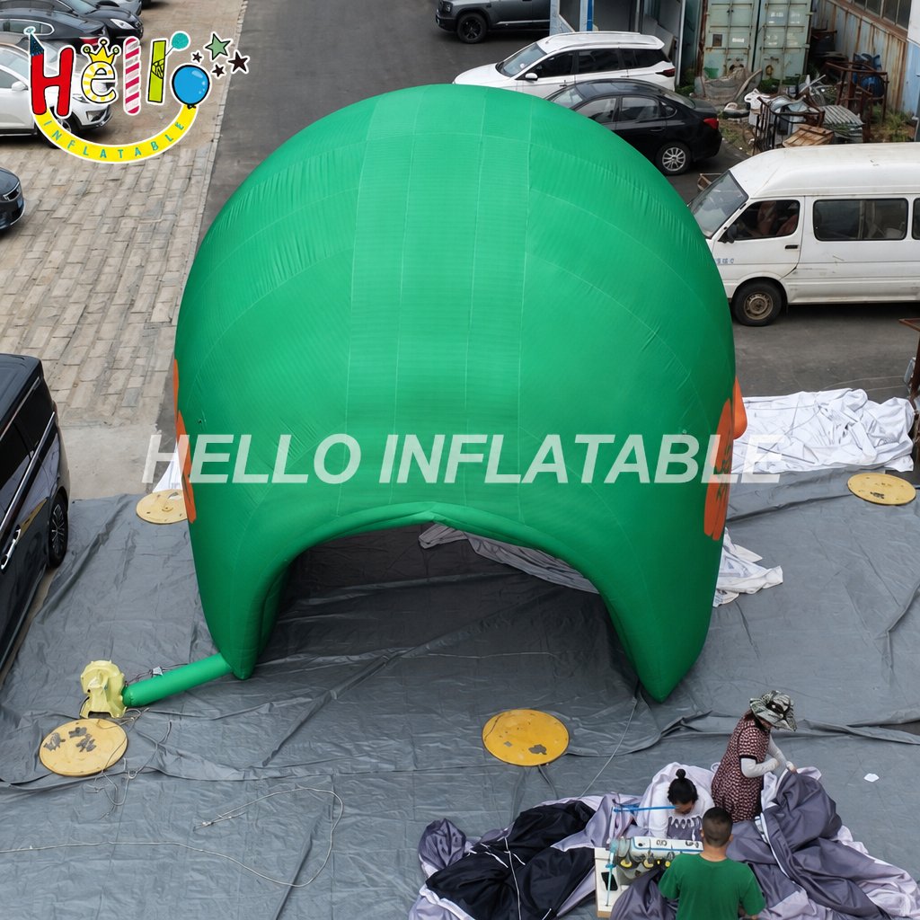 Giant Green Orange Football Helmet Inflatable with Multi Bar Facemask for School Team Game Day Outdoor Decoration