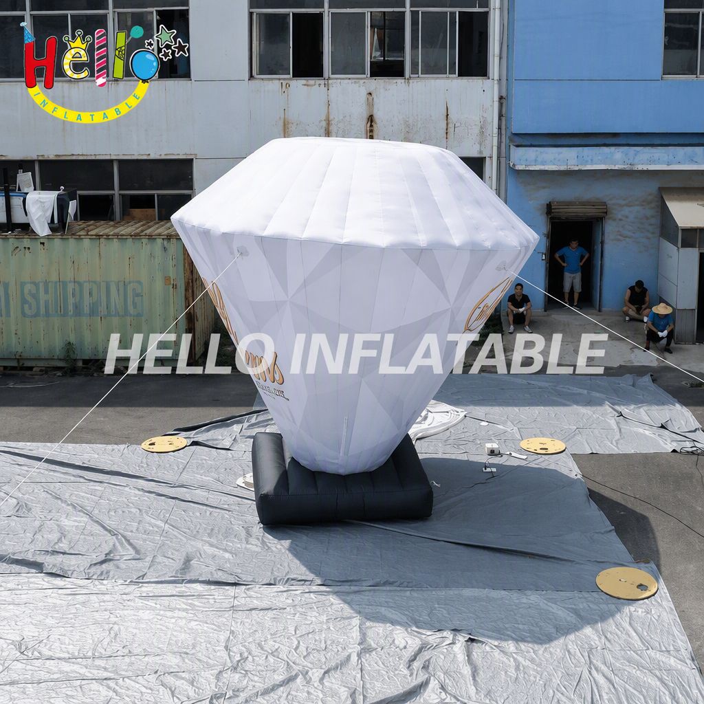 Giant White Diamond Gemstone Inflatable Model with Facet Design for Festival Event Outdoor Decoration