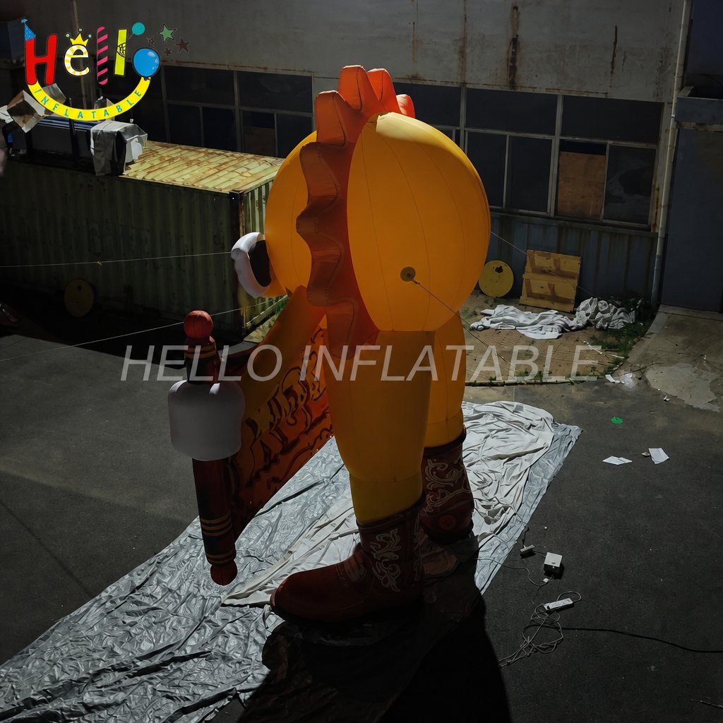 Giant Cartoon Cowboy Sun Mascot Inflatable with Sunglasses Banner for Festival Outdoor Decoration