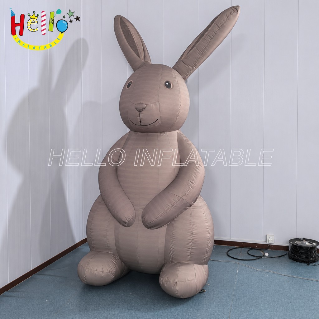 Giant Minimalist Taupe Rabbit Inflatable with Long Ears for Spring Easter Garden Home Outdoor Decoration