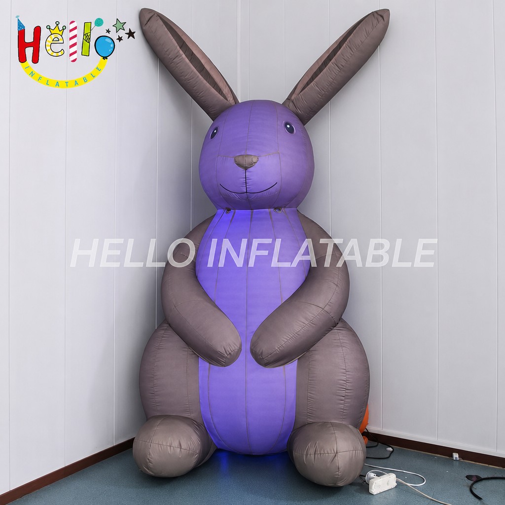 Giant Minimalist Taupe Rabbit Inflatable with Long Ears for Spring Easter Garden Home Outdoor Decoration