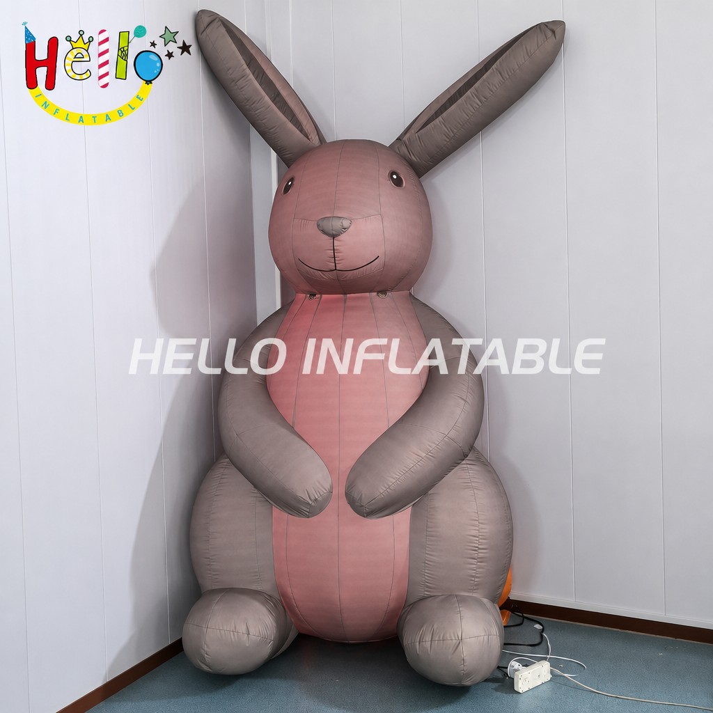 Giant Minimalist Taupe Rabbit Inflatable with Long Ears for Spring Easter Garden Home Outdoor Decoration