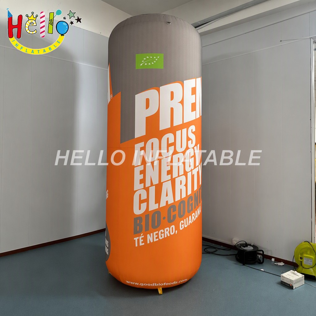 Giant Cylinder Inflatable Advertising Pillar with Brand Text for Storefront Promotion Retail Display