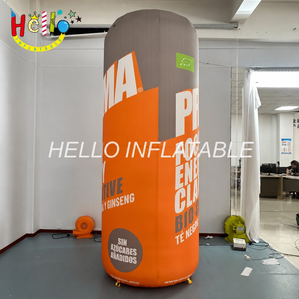 Giant Cylinder Inflatable Advertising Pillar with Brand Text for Storefront Promotion Retail Display