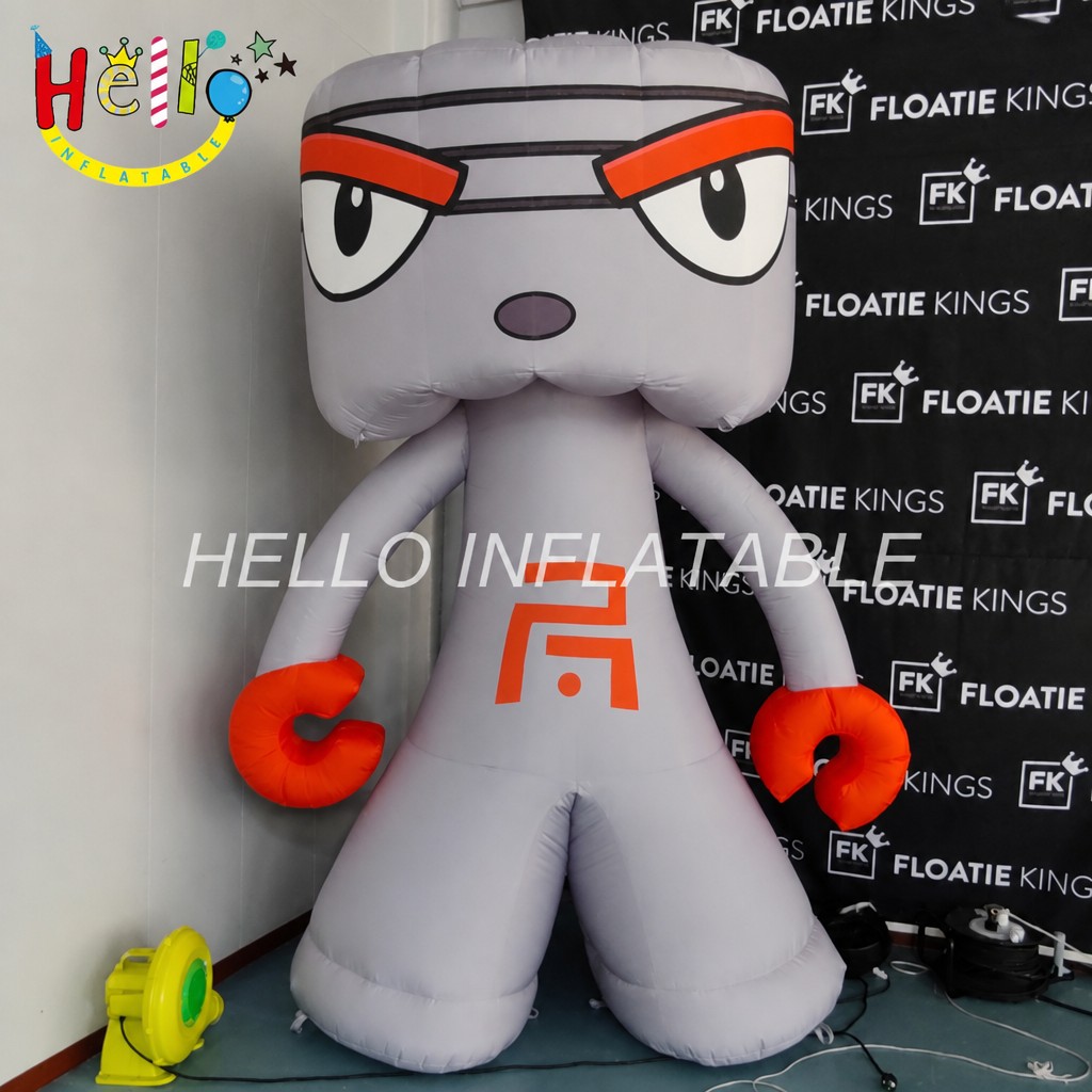 Custom Brand Mascot Grey Inflatable Character with Orange Eyebrows Claw Hands for Trade Show Exhibition Greeting Advertising Inflatables