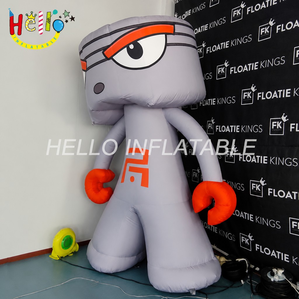 Custom Brand Mascot Grey Inflatable Character with Orange Eyebrows Claw Hands for Trade Show Exhibition Greeting Advertising Inflatables