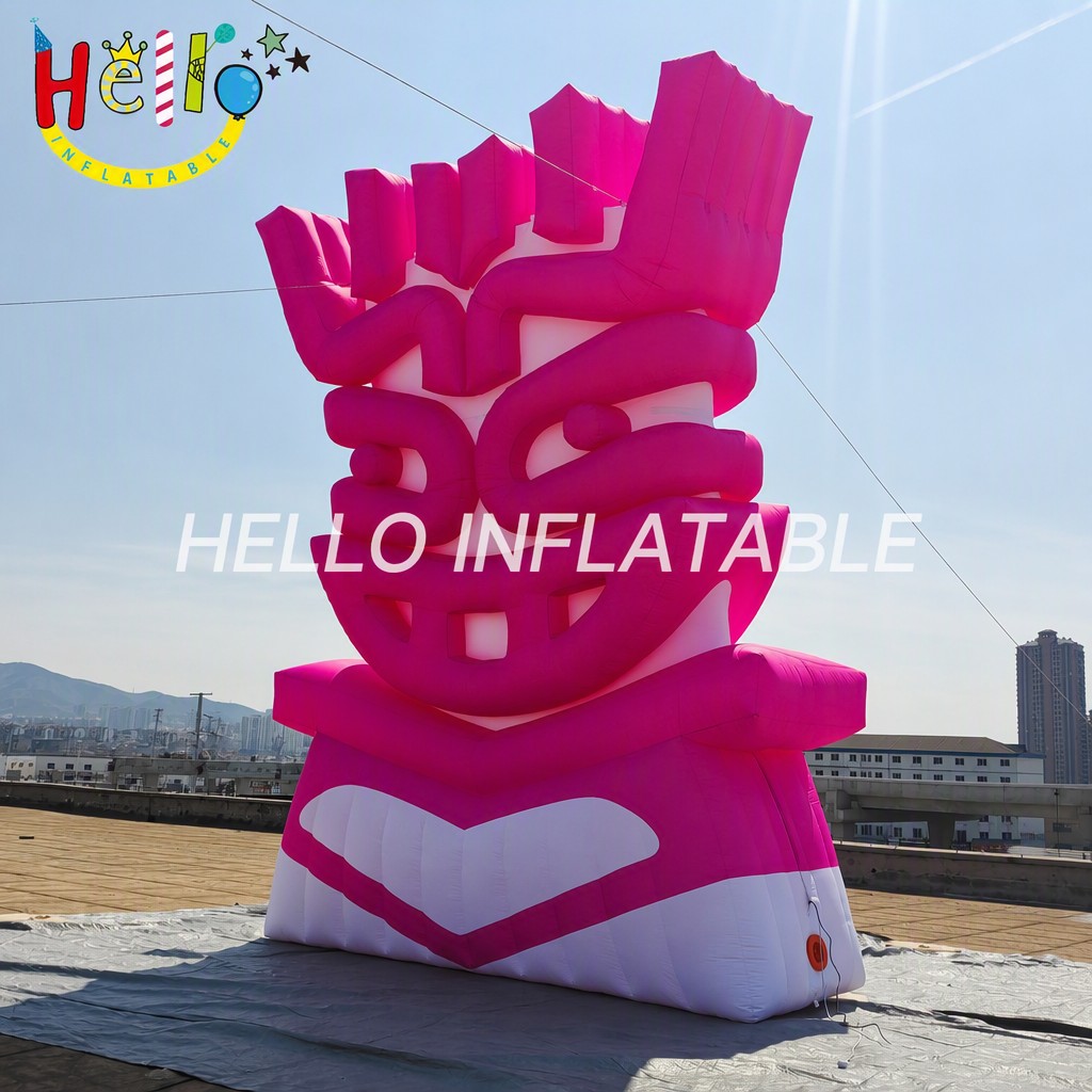 Customized Pink White Tiki Face Blow Up Figure for Festival Parade Carnival Tropical Event Inflatable Mascot
