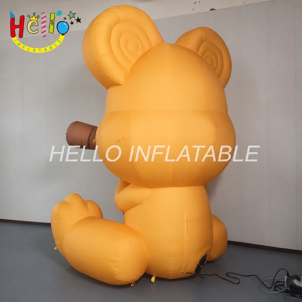 Giant Orange Street Art Cartoon Bear Inflatable with Cigar Honey Pot for Urban Trendy Event Art Exhibition Advertising Inflatables