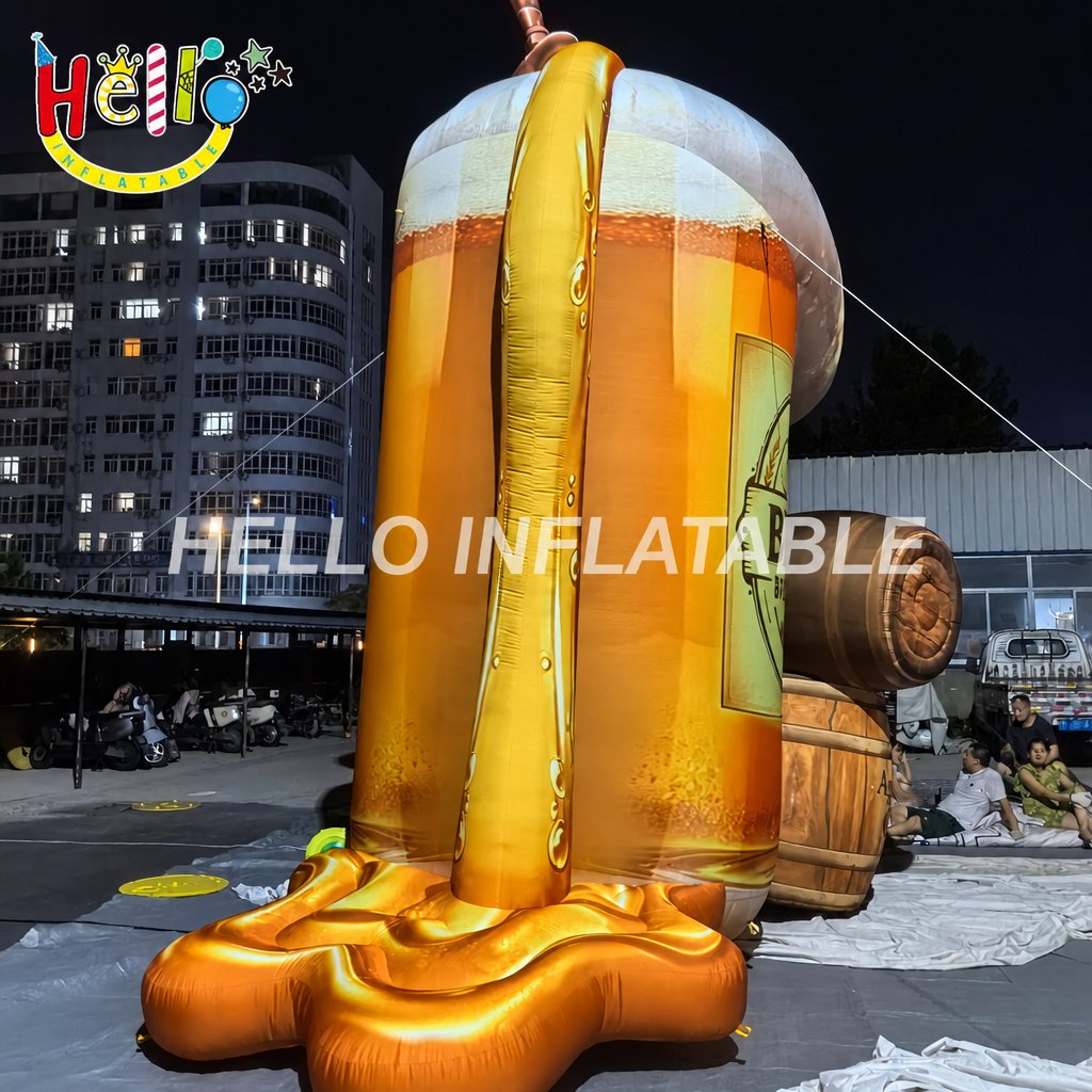 Giant Beer Mug Inflatable with Foam Overflow Oak Barrels for Oktoberfest Beer Festival Event Promotion Advertising Inflatables插图2 Giant Beer Mug Inflatable with Foam Overflow Oak Barrels for Oktoberfest Beer Festival Event Promotion Advertising Inflatables
