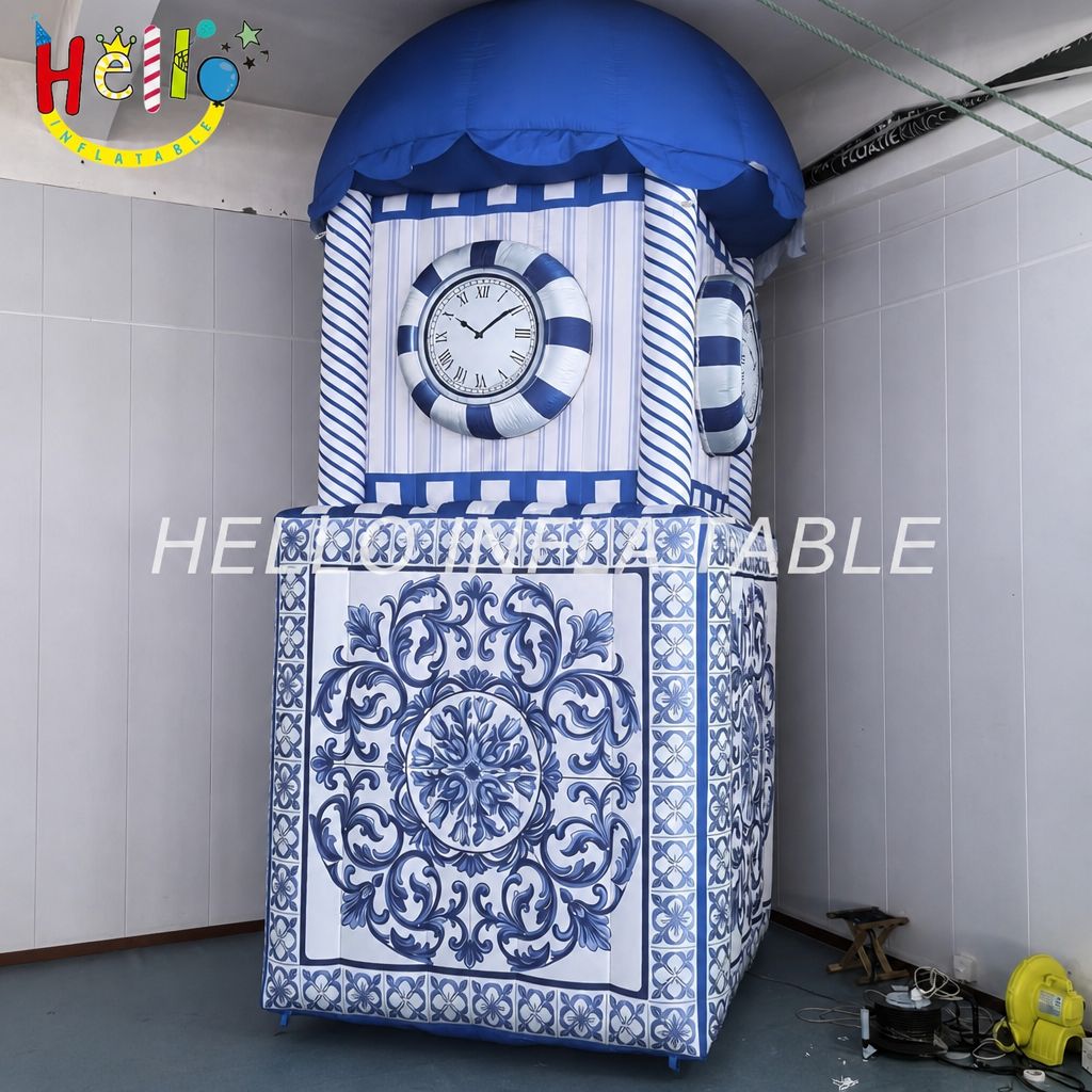 Giant Dutch Delft Blue Clock Tower Inflatable with Roman Numerals for King's Day Netherlands Cultural Festival Advertising Inflatables