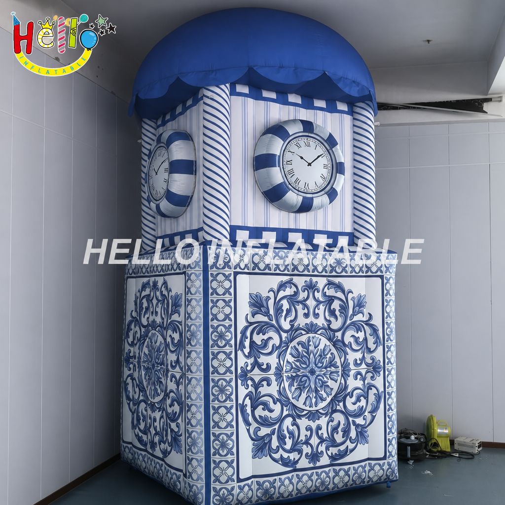Giant Dutch Delft Blue Clock Tower Inflatable with Roman Numerals for King's Day Netherlands Cultural Festival Advertising Inflatables