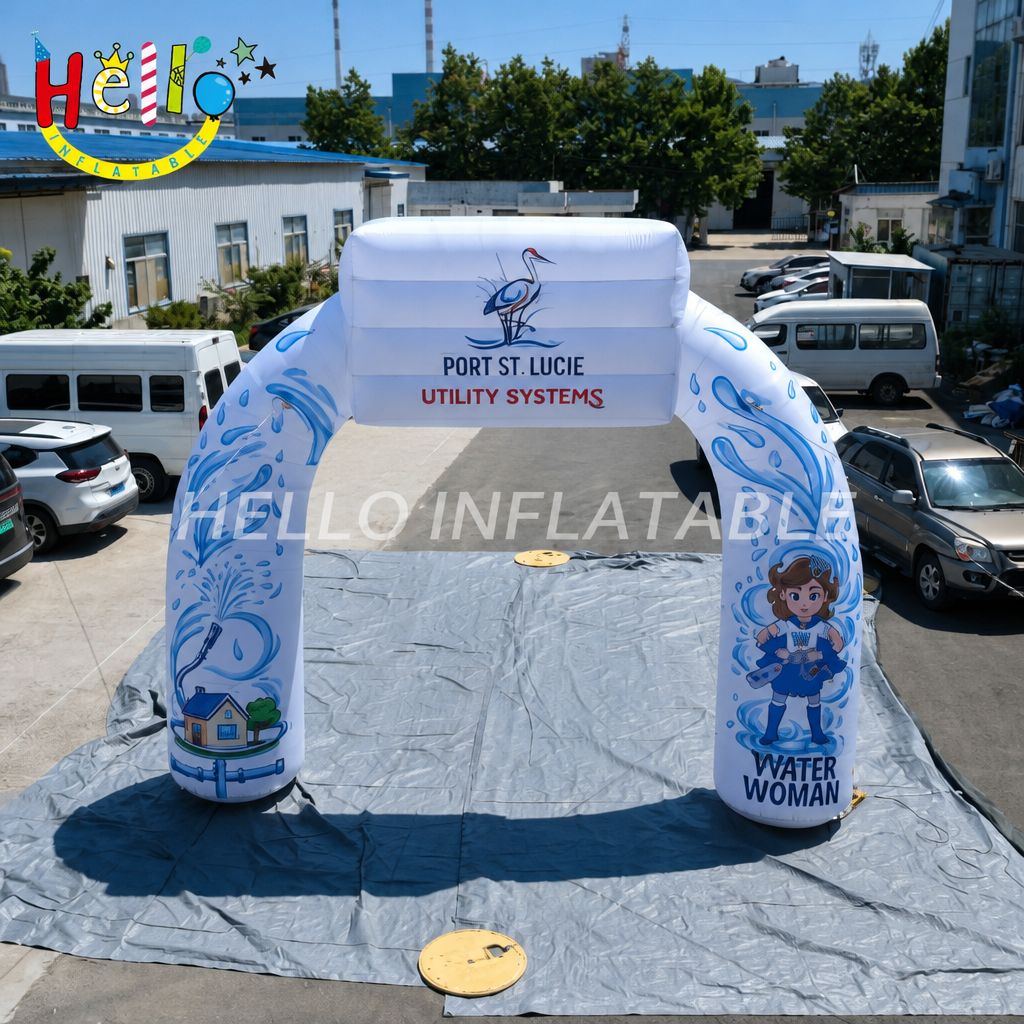 Custom Municipal Utility Water Company Inflatable Arch with Superhero Mascot for Community Event Education Campaign Advertising Inflatables插图 Custom Municipal Utility Water Company Inflatable Arch with Superhero Mascot for Community Event Education Campaign Advertising Inflatables