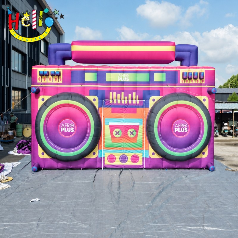 Giant Custom Inflatable Retro Boombox with AFRO PLUS Logo, Large 80s Style Radio Model for Music Festival and Brand Promotion插图 Giant Custom Inflatable Retro Boombox with AFRO PLUS Logo, Large 80s Style Radio Model for Music Festival and Brand Promotion