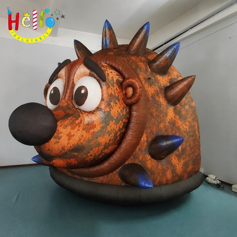 Giant Cartoon Hedgehog Inflatable Mascot with Metallic Blue Spikes Camo Body for Outdoor Event Decoration插图1 Giant Cartoon Hedgehog Inflatable Mascot with Metallic Blue Spikes Camo Body for Outdoor Event Decoration