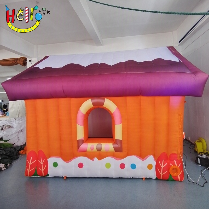 Giant Gingerbread House Inflatable Playhouse with Candy Cane Window for Christmas Village Outdoor Decoration