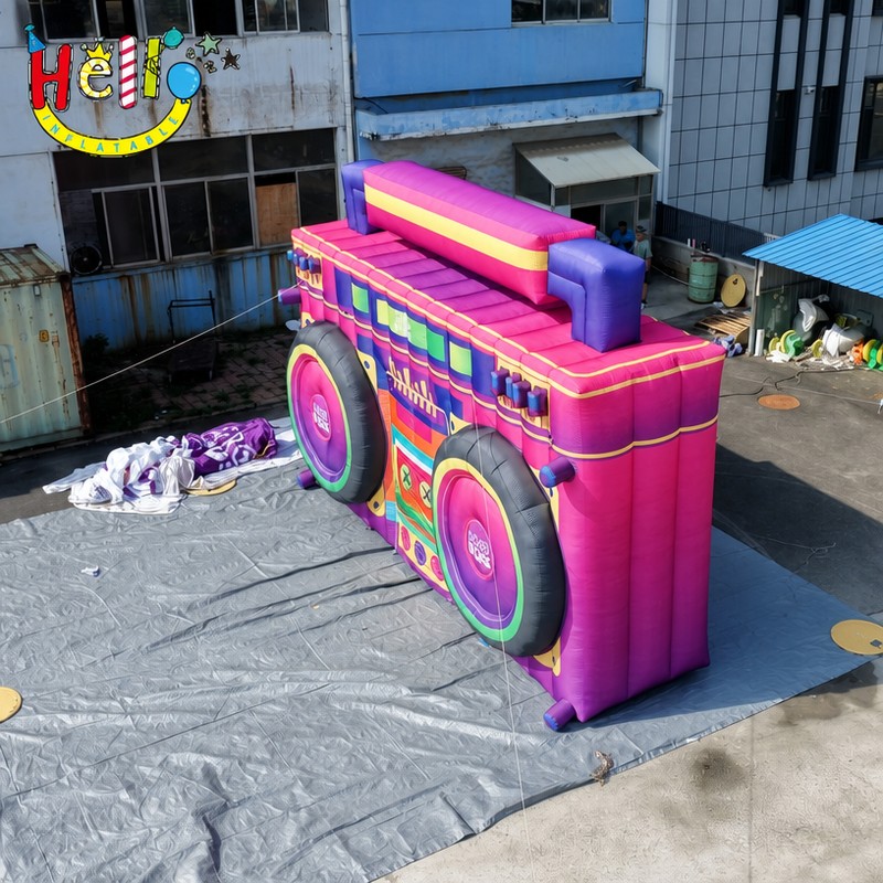 Giant Custom Inflatable Retro Boombox with AFRO PLUS Logo, Large 80s Style Radio Model for Music Festival and Brand Promotion