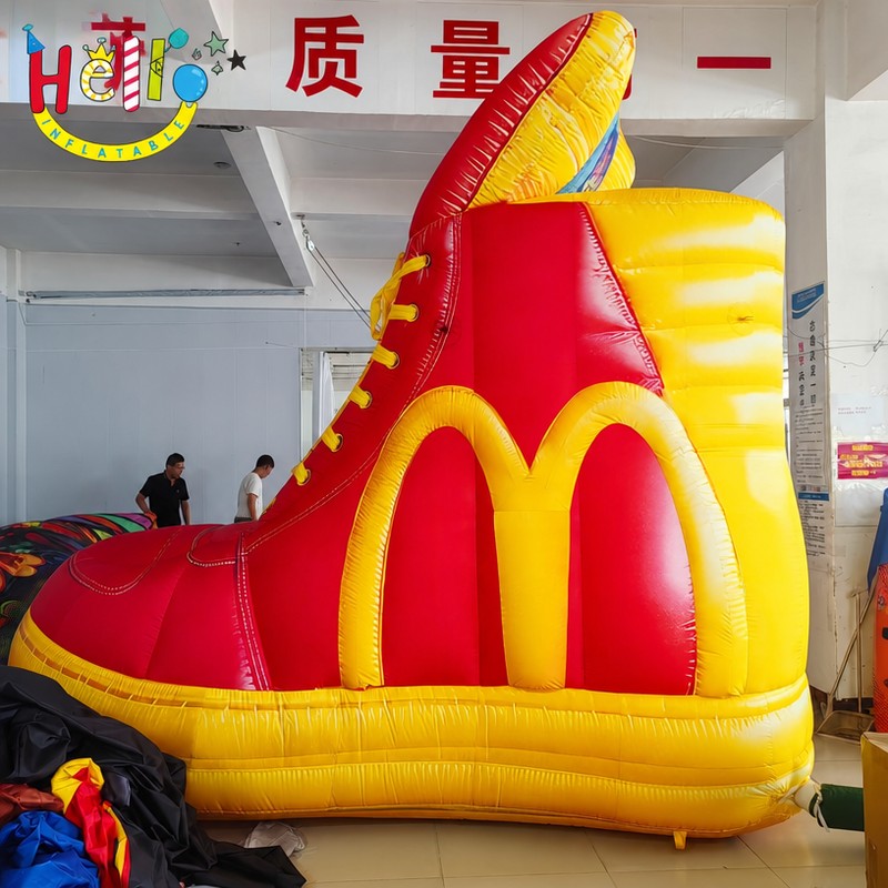 Giant Red Yellow High Top Sneaker Inflatable Boot with Tube Laces for Fast Food Brand Event Decoration插图 Giant Red Yellow High Top Sneaker Inflatable Boot with Tube Laces for Fast Food Brand Event Decoration