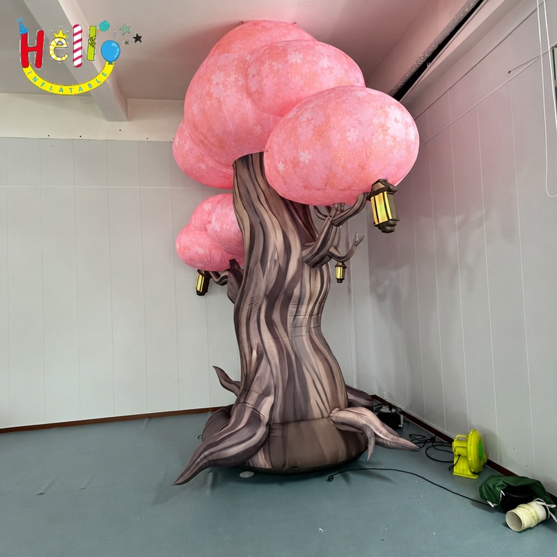 Giant Custom Inflatable Cherry Blossom Tree with Lanterns, Large Sakura Tree Model for Japanese Festival and Event Decoration