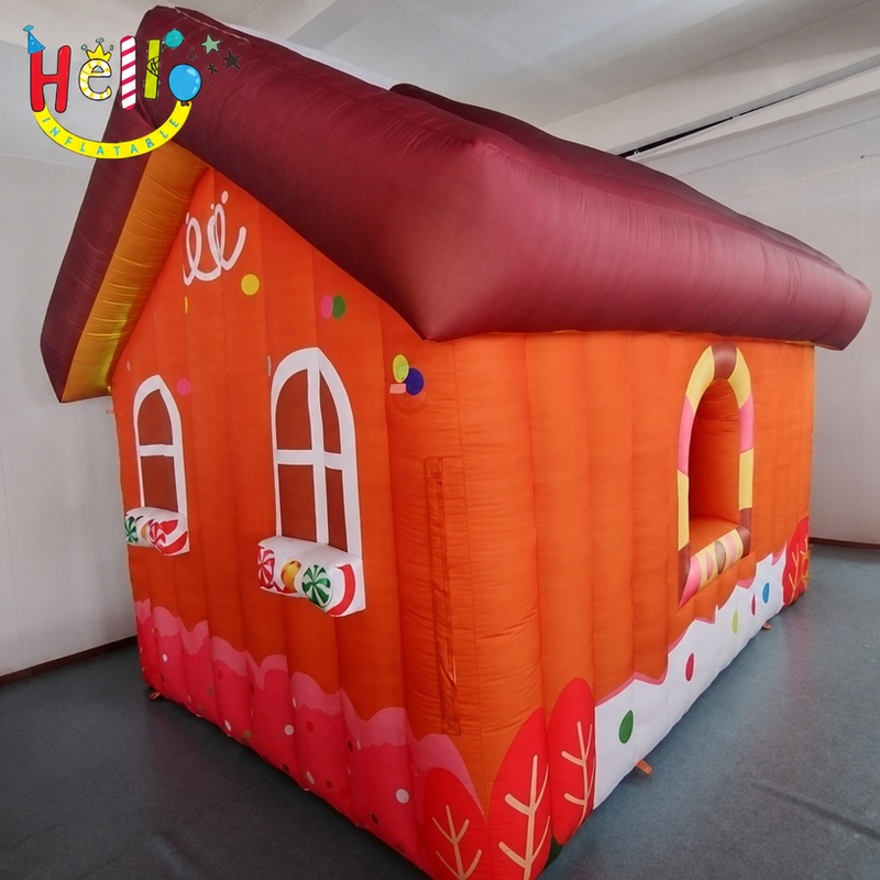 Giant Gingerbread House Inflatable Playhouse with Candy Cane Window for Christmas Village Outdoor Decoration