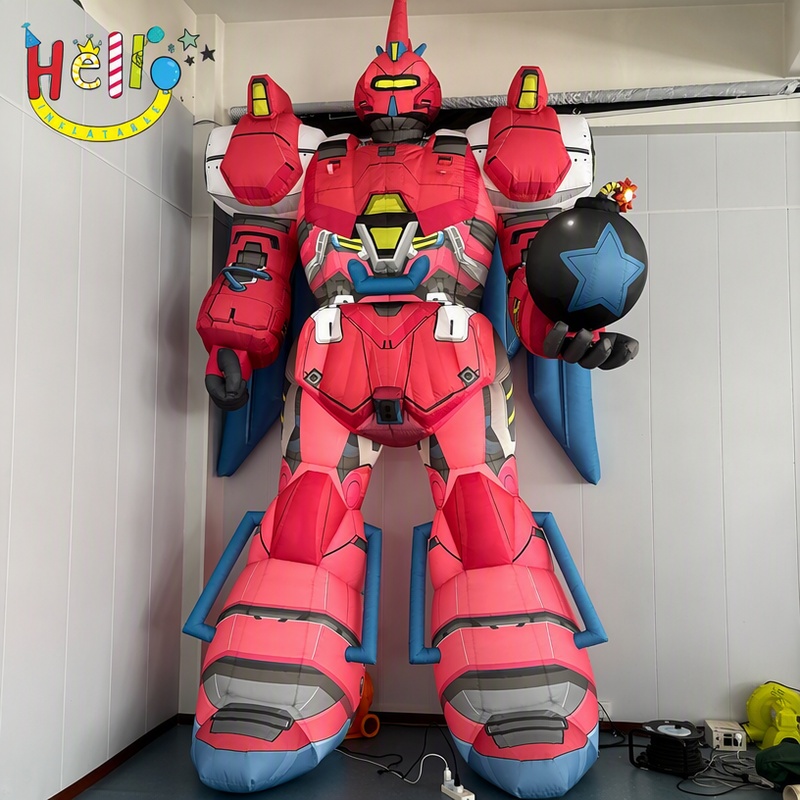 Giant Custom Inflatable Robot Mascot with Bomb Prop, Large Anime Style Mecha Figure for Gaming Events and Theme Park Decoration插图 Giant Custom Inflatable Robot Mascot with Bomb Prop, Large Anime Style Mecha Figure for Gaming Events and Theme Park Decoration