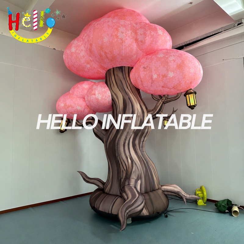 Giant Custom Inflatable Cherry Blossom Tree with Lanterns, Large Sakura Tree Model for Japanese Festival and Event Decoration
