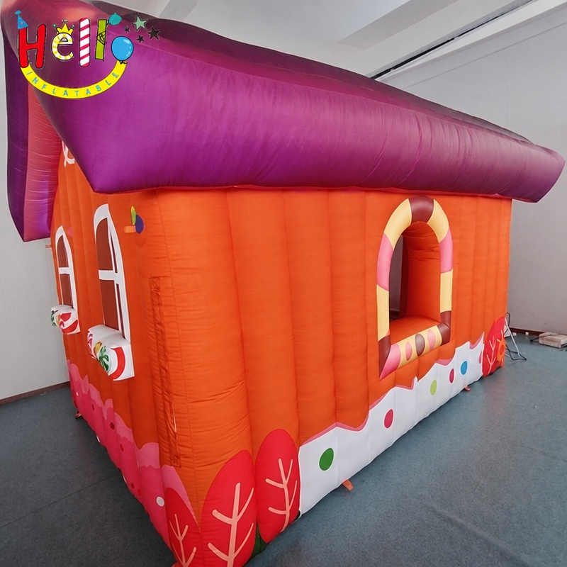 Giant Gingerbread House Inflatable Playhouse with Candy Cane Window for Christmas Village Outdoor Decoration