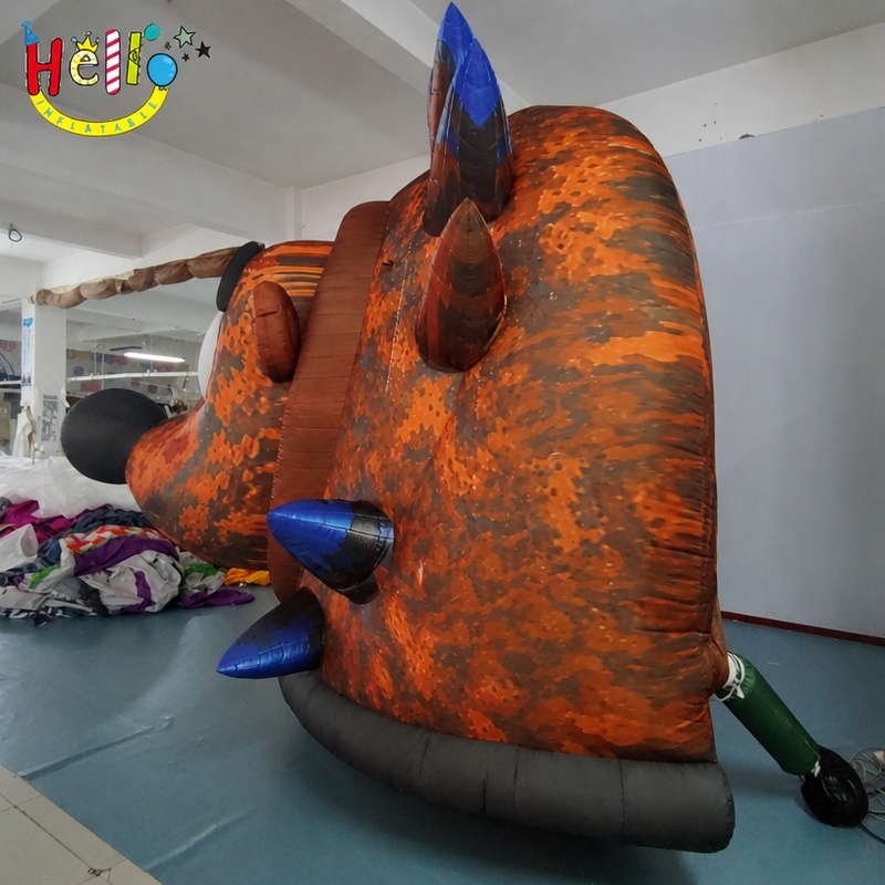 Giant Cartoon Hedgehog Inflatable Mascot with Metallic Blue Spikes Camo Body for Outdoor Event Decoration