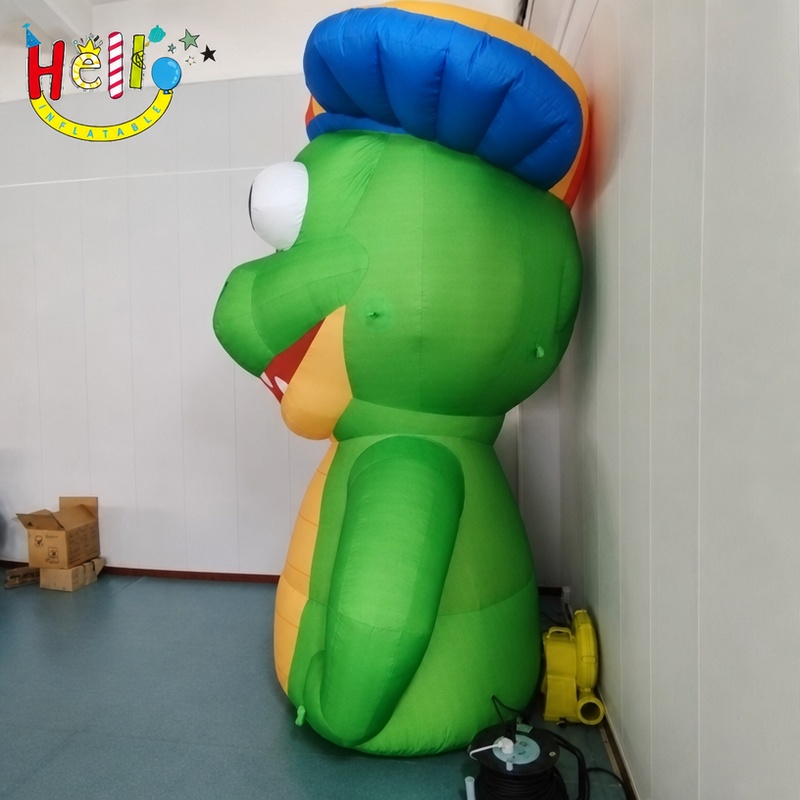 Giant Cute Green Dinosaur Mascot Inflatable with Multi Color Cap for Outdoor Environmental Campaign Decoration
