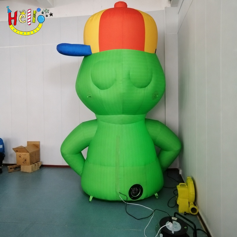 Giant Cute Green Dinosaur Mascot Inflatable with Multi Color Cap for Outdoor Environmental Campaign Decoration