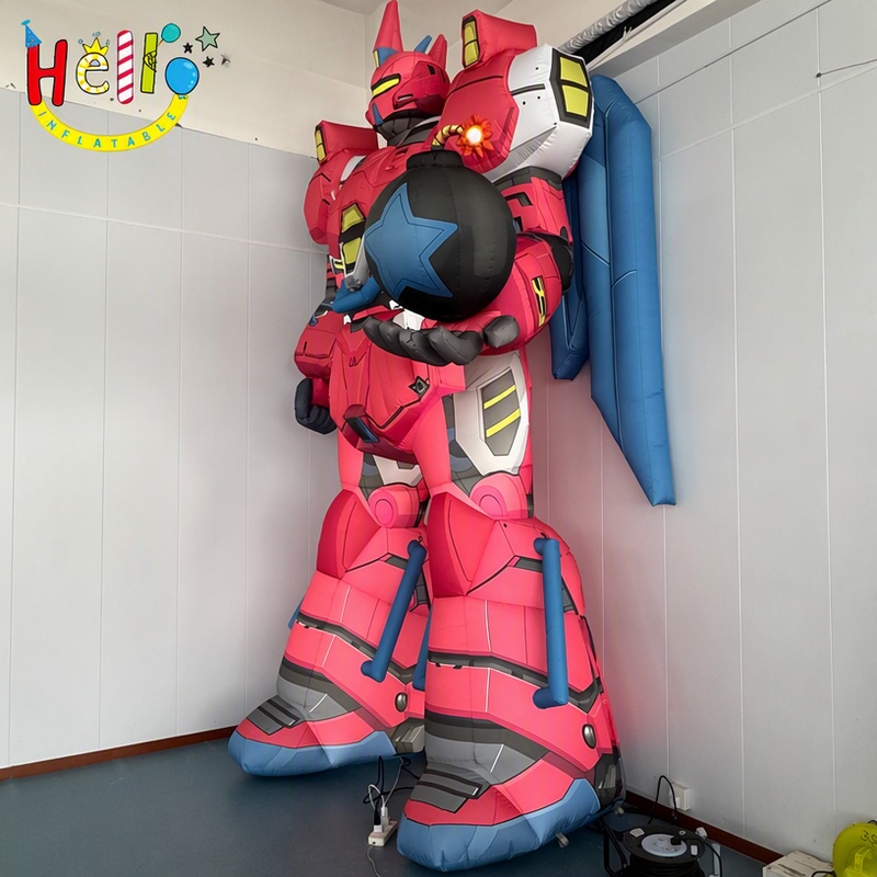 Giant Custom Inflatable Robot Mascot with Bomb Prop, Large Anime Style Mecha Figure for Gaming Events and Theme Park Decoration