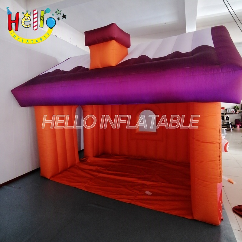Giant Gingerbread House Inflatable Playhouse with Candy Cane Window for Christmas Village Outdoor Decoration