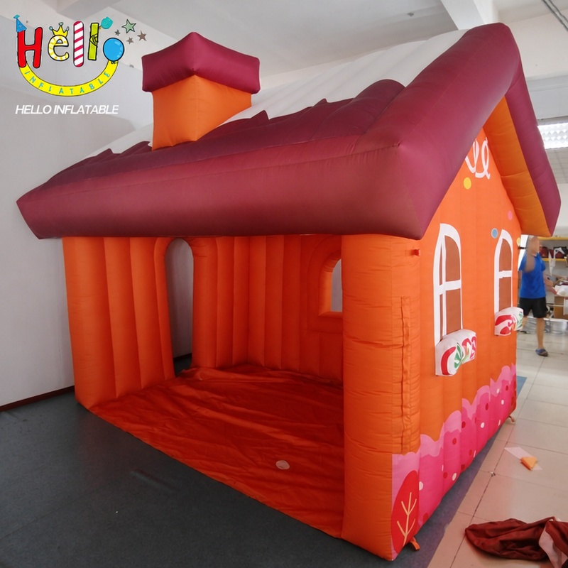 Giant Gingerbread House Inflatable Playhouse with Candy Cane Window for Christmas Village Outdoor Decoration