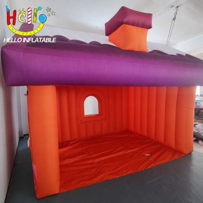 Giant Gingerbread House Inflatable Playhouse with Candy Cane Window for Christmas Village Outdoor Decoration