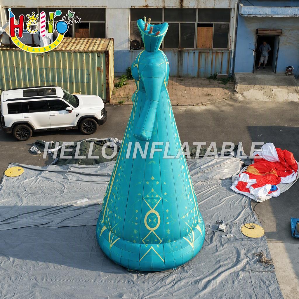 Huge Teal Blue Long Skirt Anime Style Character Model with Gold Trim for Stage Festival Decoration Inflatable Stage Decoration