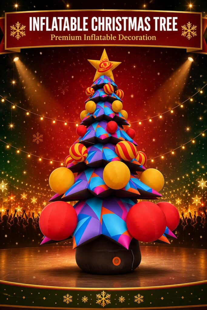 Giant Inflatable Christmas Tree with Colorful Ball Ornaments for Outdoor Decoration插图 Giant Inflatable Christmas Tree with Colorful Ball Ornaments for Outdoor Decoration