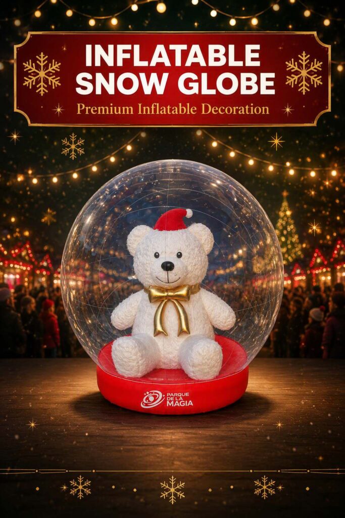 Giant Inflatable Snow Globe with Teddy Bear Inside for Christmas Decoration