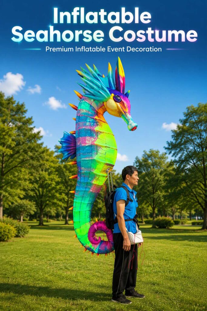 Giant Wearable Inflatable Seahorse Costume with Iridescent Fabric for Parade Show