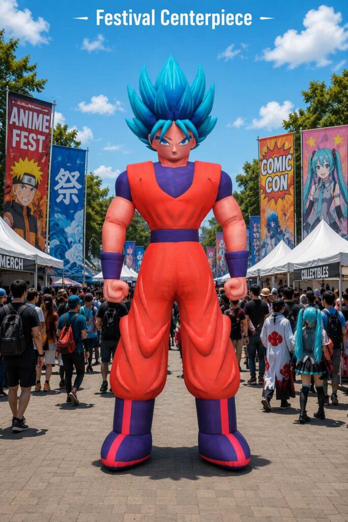 Giant Inflatable Anime Style Warrior Mascot for Comic Con Event Decoration