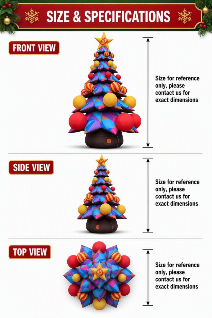 Giant Inflatable Christmas Tree with Colorful Ball Ornaments for Outdoor Decoration插图1 Giant Inflatable Christmas Tree with Colorful Ball Ornaments for Outdoor Decoration