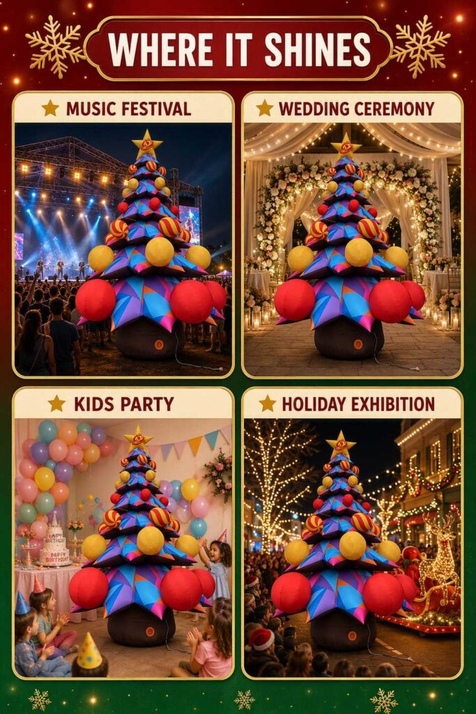 Giant Inflatable Christmas Tree with Colorful Ball Ornaments for Outdoor Decoration插图2 Giant Inflatable Christmas Tree with Colorful Ball Ornaments for Outdoor Decoration