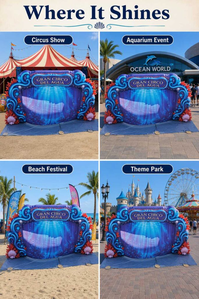 Giant Inflatable Ocean Theme Backdrop with Coral Frame for Stage Event Decoration插图2 Giant Inflatable Ocean Theme Backdrop with Coral Frame for Stage Event Decoration