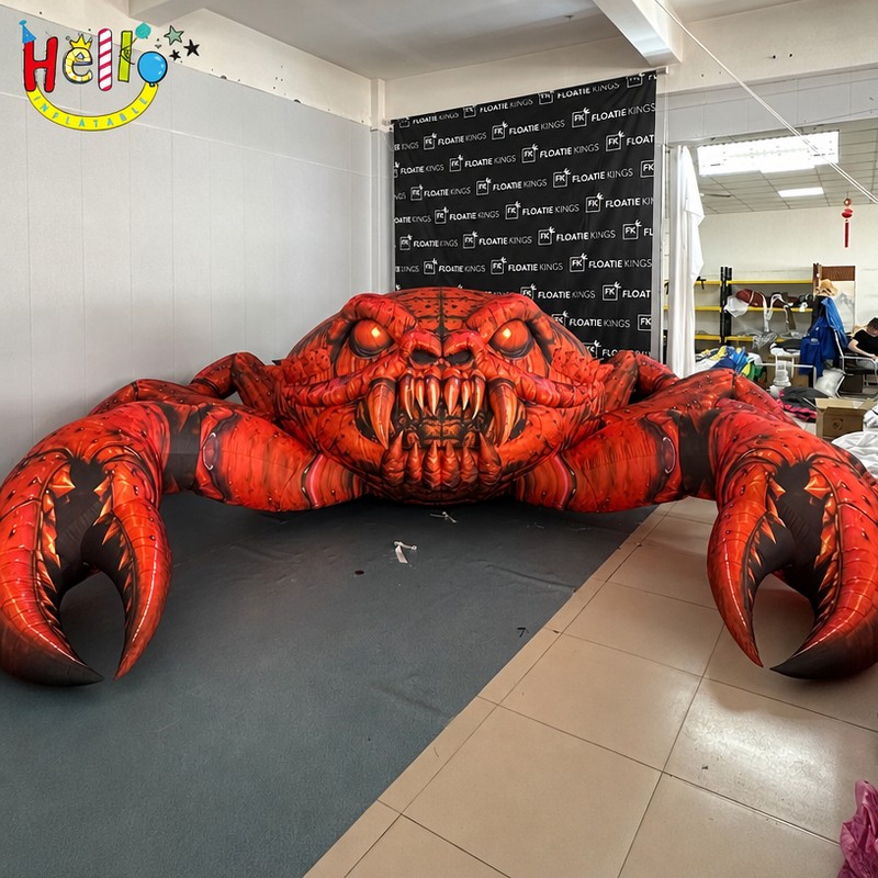 Giant Monster Inflatable Crab with Glowing Eyes Lava Texture for Halloween Outdoor Party Decoration插图 Giant Monster Inflatable Crab with Glowing Eyes Lava Texture for Halloween Outdoor Party Decoration
